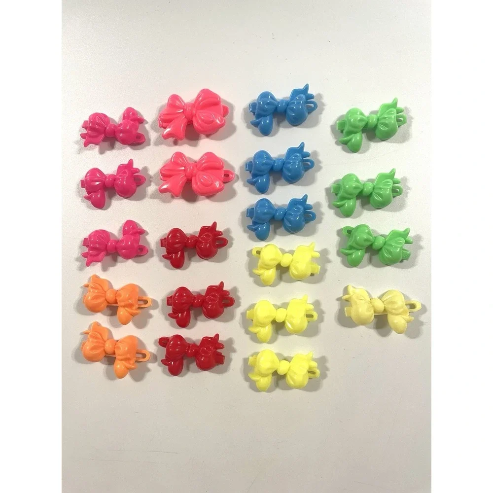 Vintage Girl's Hair Clip Bow Barette Lot Neon Bright Colors 80's 90's Y2K 2000's